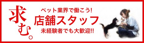 ペット業界で働こう！店舗スタッフ求む